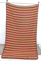 Vintage Woven Striped Blanket / Textile  Red Yellow & Black Pattern  Boho Throw Or Wall Hanging  94' X 53'