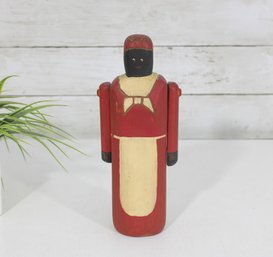 Vintage Wolf Creek Wood Carved Aunt Jemima Figurine  Black Americana Folk Art  9'