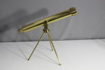 Polished Brass Telescope On Tripod Stand 25'long