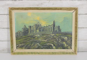 Signed Landscape Painting On Board  Ruins / Abbey Scene  Impressionist Style  Framed 12' X 17'