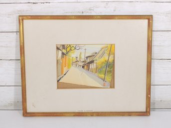 M. Nagasaka Street Scene Collage  Framed Japanese Village Artwork  12' X 15.5'