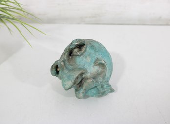 Abstract Face Sculpture W/ Verdigris Patina  Modern Art Bust  4' Tall