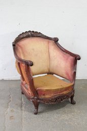 Antique Hand-Carved Upholstered Armchair Frame (Restoration Project)