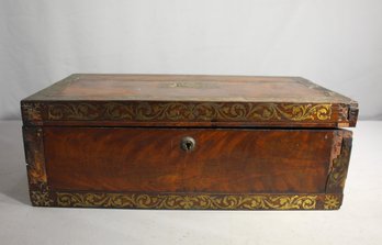 Brass Inlaid Rosewood Lap Desk- Need Some Work & Some Losses