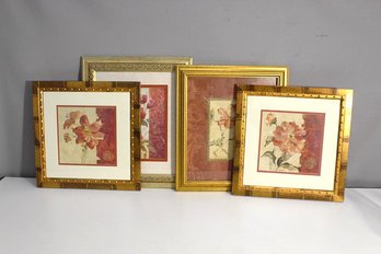 Group Lot Of Framed Floral Prints