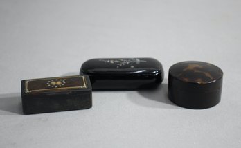 Group Lot Of 3 Antique Snuff Boxes
