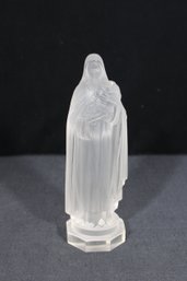Vintage Saint Thrse Of Lisieux Statue  Made In France  Frosted Glass Figure  8.5'