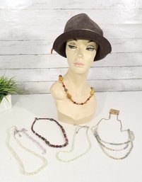 #55-Vintage Beaded Necklace Group Lot Multi-Strand Glass Seed Beads Stone & "#1 Grandma" Jewelry