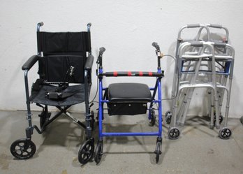 Group Lot Of Medical Walkers And Chair