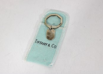 Tiffany & Co. Sterling Silver Octagon Key Ring W/ Tag Charm & Pouch