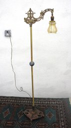 Antique 58 Art Nouveau Cast Iron Bridge Arm Floor Lamp  Ornate Design