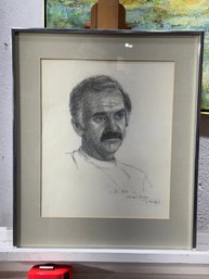 Framed Charcoal Portrait Drawing By Charles P. Criss  Signed  18.5 H