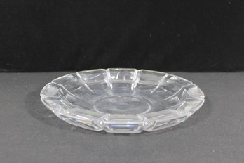 Signed Cut Crystal Glass Bowl  11' Round  Faceted Edge Serving Dish