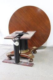 Antique Round Pedestal Table Base With Ornate Gilt Detailing (Tabletop Included)