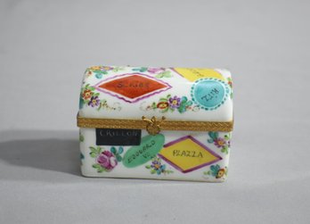 Vintage Miniature Enamel And Porcelain Treasure Chest Box