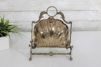 Vintage Silverplate Tilting Biscuit Basket / Bon Bon Server  Ornate Pierced Bowl With Handle  10'H