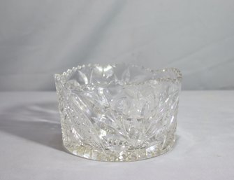Vintage Hobstar And Sawtooth Cut Glass Bowl