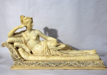3-signed Reclining Female Nude Sculpture By A. Santini  Classical Style Figurine