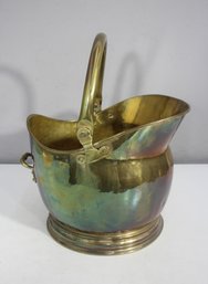 Vintage 11 Brass Coal Scuttle Bucket  Decorative Fireplace Accent