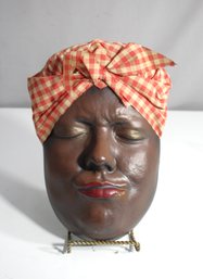 Handcrafted African-American Woman's Face Wall Mask  Signed, 1989