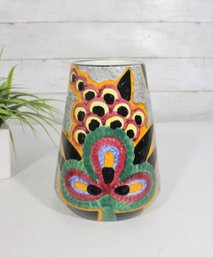 Vintage Schramberg Majolikafabrik Art Pottery Vase  Hand Painted Floral Design  Germany  8'