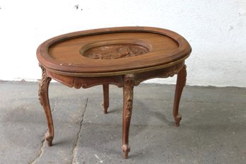 French Renaissance Style  Tray Coffee Table With Carved Figure. NO GLASS