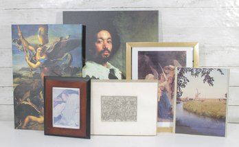 Group Lot Framed Art Prints  Mixed Subjects Portrait, Landscape, Religious  Wall Decor Collection