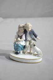Vintage Siblings And Pooch Figurine