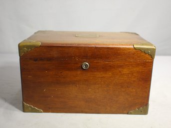 Antique Personalized Wooden Humidor With Brass Accents
