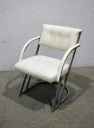 Mid-Century Modern Milo Baughman Style Cantilever Chair In White