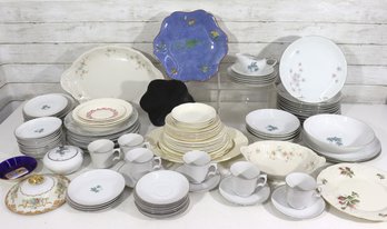 Vintage & Antique Mixed China Shelf Lot  Plates, Cups, Saucers & Serving Pieces
