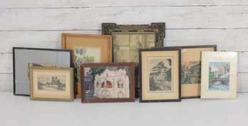 Large Group Lot Framed Art Prints  Vintage Mixed Subjects Wall Decor Collection