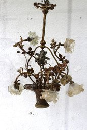 Stunning Putti Chandelier Resin Metal 6 Lights Two Tier Large Glass Tulip Shades