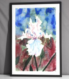 Signed John Bugzovic Watercolor Painting Of A White Flower