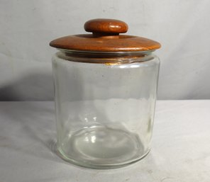 Vintage Cookie Jar With  Teak Lid.
