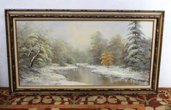 Framed Oil Painting Signed 'Williams' - Serene Winter Landscape