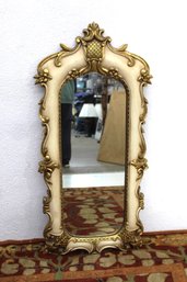 Vintage Ornate Gold And Cream Decorative Mirror With Floral Accents