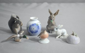 Group Lot Of 7 Vintage Animal Miniature Figurines