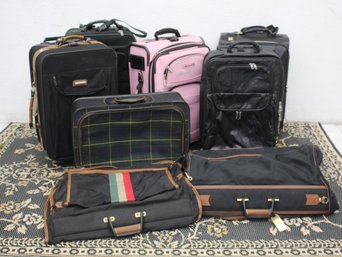 Group Lot Of Assorted Luggage  7 Pieces In Various Styles And Sizes
