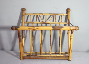 Vintage Folding Scorched Bamboo Magazine Rack