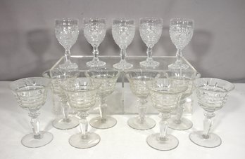 6'H Cut Crystal Stemware Glasses  Mix Set