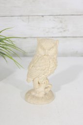 Vintage A. Santini Alabaster Owl Sculpture  Cream White  Made In Italy  5.5'