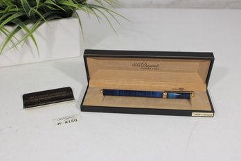 S.T. Dupont Laque De Chine Fountain Pen  Ocean Blue Pattern  18K Medium Nib  #4150 W/ Box