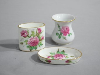 Vintage Porcelain And Bone China Dresser Trinket Dish And Vases