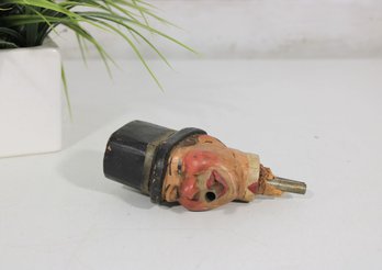 Vintage Carved Wooden Figural Wine Stopper  Gentleman W/ Top Hat  Folk Art  As Is