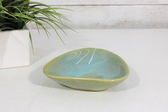Vintage 1967 Studio Pottery Triangular Bowl  Mid-Century Modern Dish  6'