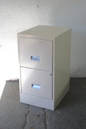 Two-Drawer Metal Filing Cabinet With Lock  Beige