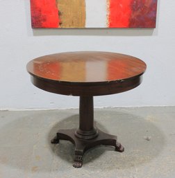 Vintage Round Pedestal Dining Table W/ Claw Feet 36'  Solid Wood