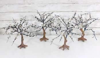Set Of 4 Decorative Blossom Tree Sculptures  12' Tall Each  Floral Tabletop Dcor