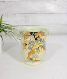 Vintage Crown Devon M287 Hand-Painted Floral Vase W/ Handles  5' Tall